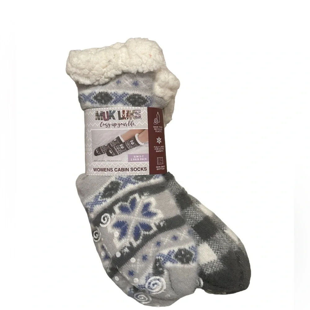 Muk Luks Women's Cabin Socks, 2-Pack  Sz S/M 5-7 NWT